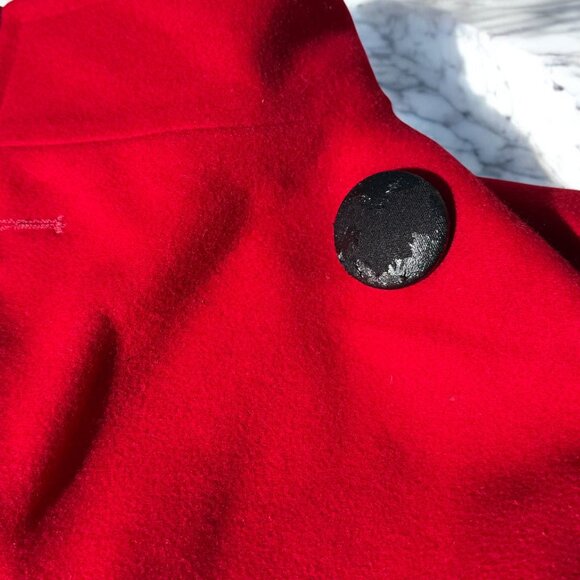 Vintage Preston & York Cardinal Red 100% Wool Pea Coat Size 4 Double Breasted - Picture 7 of 14